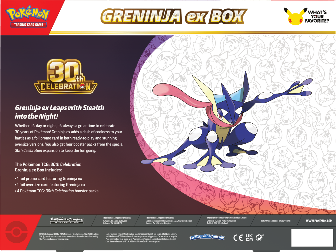 Pokemon TCG: 30th Celebration Ex Box - Greninja Ex