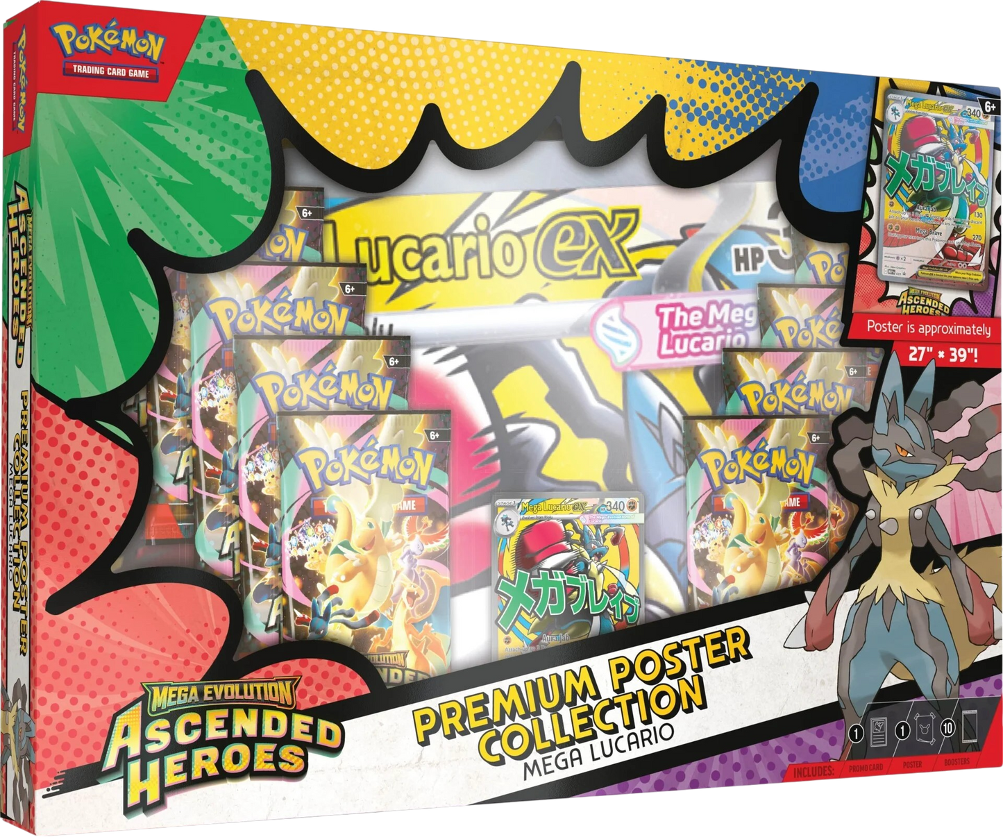 Pokemon TCG: Mega Evolution - Ascended Heroes: Mega Lucario Premium Poster Collection
