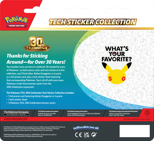 Pokémon TCG: 30th Celebration – Tech Sticker Collection Alolan