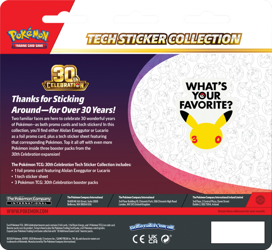 Pokémon TCG: 30th Celebration – Tech Sticker Collection Lucario